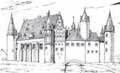 Schloss Bevergern von S�dwesten 1652 auf einem �lgem�lde der Freiherren von Twickel. Foto Denkmalamt