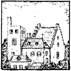 Gronau-Haus Renberg um 1700 aus Hanspeter Dickel, Natur und Kultur des Raumes Gronau und Epe S. 91 Zeichnung im Museum Zwolle
