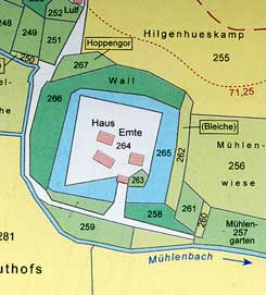 Haus Empte im Urkataster aus D�lmener Urkataster, Kartenblatt 20, Stadt D�lmen (Hrsg.), Das D�lmener Urkataster von 1825. Bearbeitet von Friedrich-Wilhelm Hemann und Dieter Overhageb�ck. Ver�ffentlichungen der Historischen Kommission f�r Westfalen XXVI, Geschichtliche Karten, Kartenwerk  3  (D�lmen 2008).