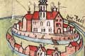  L�dinghausen, Vischering um 1580, Aquarellierte Federzeichnung aus einer Prozessakte, Staatsarchiv M�nster, Scan aus Burg Vischering 1993, S. 40