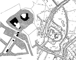 L:Burg Vischering in BuK L�dinghausen, 62, R: Grundriss in DGK 5, L�dinghausen