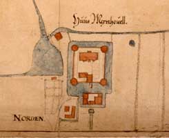 Nordkirchen, Haus Meinh�vel im Plan von Ludger tom Ring von 1551, Staatsarchiv M�nster, Signatur A 20017