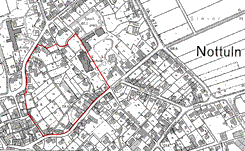Nottuln, Grafenburg, Grenze des Bodendenkmals in der DGK 5 in rot markiert
