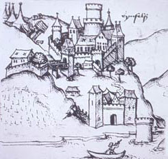 Rheinfels um 1495, aus: Demandt, Rheinfels (1990)