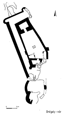 Drgely. Grundri-Skizze der Burg, 2006 (Zeichnung: Istvn Feld)