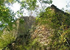 Gesamtansicht mit Schildmauer und vorgelagerter Zwingermauer, Foto: R. Friedrich (2003)