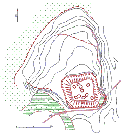 Siagrd-Janyavr. Die Vermessung der Burganlage, 1998. (Zeichnung: Zsuzsa Mikls)