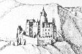 Ansicht der Burg aus dem fr�hen 17. Jh.; aus: K. Frein/J. Mei�ner, Burgen am Rhein, Hamburg 1983