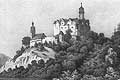 Historische Ansicht (Sdansicht der Rochsburg um 1850, Lithografie), aus: Die Rochsburg und ihre Umgebung: Ein historischer Abri, hrsg. vom Museum Schlo Rochsburg, Rochsburg [1979].