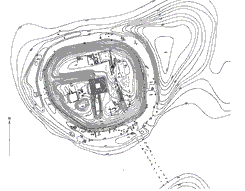 Plan of the castle mound, drawing: Vilh. la Cour, The National Museum of Denmark