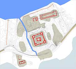 Survey of the site with excavation trenches from 2001, made by: Nils Christian Clemmensen 