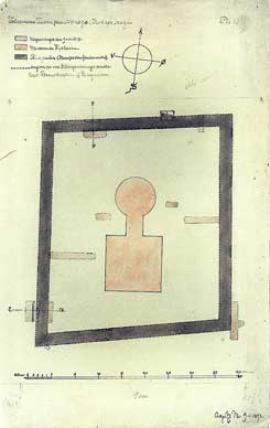 Plan of the castle with excavation trenches from 1893, drawing: Aage Langeland Mathiesen, The National Museum of Denmark