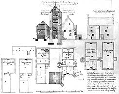 Plan and cross section of the castle 1744, drawing: Ingenirkorpsets Historiske Tegningsarkiv