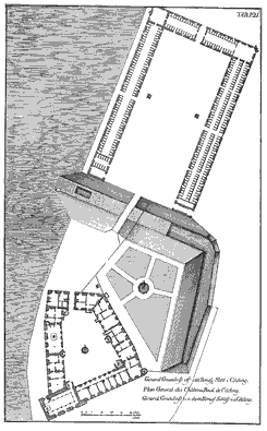 Plan of the castle 1740, from Dedenroth-Schou/Jensen, Koldinghus (2004)