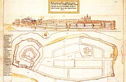 Drawing of Kalundborg, made before the destruction of the castle around 1660, The National Museum of Denmark