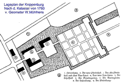 Lageplan der Knippenburg nach dem Kataster von 1780 v. Geometer W. Mhlhens