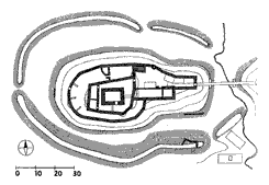 Koz hrdek. Pln hradu podle D. Menclov. Koz hrdek. Grundriss der Burg nach D. Menclov. 
