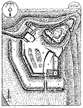 Zvěřinec. Pln hradu z roku 1911pořzen ing.  J. imečkem. Podle A. Sedlčka. Grundriss der Burg aus dem Jahre 1911, bearbeitet von Ing. J. imeček. Nach A. Sedlček.