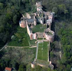 Burg- und Festungsruine Hardenburg, Luftaufnahme von Nordosten, 2001 (Aufnahme: Manfred Czerwinski, Institut fr pflzische Geschichte und Volkskunde)