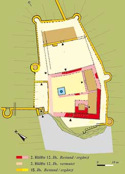 Burgruine Wachtenburg, Grundriss der Kernburg, 2007 (Entwurf u. Zeichnung: Dieter Barz) Pflzisches Burgenlexikon Bd. IV.2 (2007), S. 180