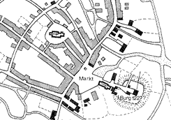  Plan von Stadt und Burg Quakenbrck (aus Schlter 1985, S. 61  Karte 6)