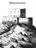 Hollenburg: Historische Ansicht der Burg, aus: Vischer, Topographia (1672)