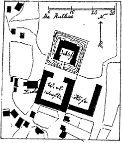 Plan von Schloss Bisperode im Jahre 1759 (aus Steinacker 1978, S. 239)
