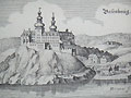 Persenbeug: Historische Ansicht des Schlosses, aus: Merian, Topographia (1649)