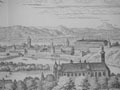 Linz: Historische Ansicht von Stadt und Schloss, aus: Merian, Topographia (1649)