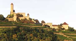 Gesamtaufnahme der Burg Hornberg von Westen (Nicolai Knauer, ca. 2000)