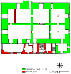 Eferding: Bauphasenplan des Palas. Ausfhrung: Patrick Schicht nach Grundlagen von Aufreiter (2005)