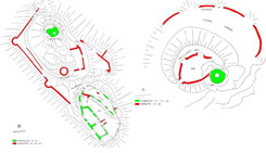 Sarmingstein: Bauphasenplan. Ausfhrung: Patrick Schicht nach Grundlagen von Gerhard Reichhalter (2005) und Bauphasenplan des ueren Vorwerks. Ausfhrung: Patrick Schicht nach Grundlagen von Martin Aigner (2005)