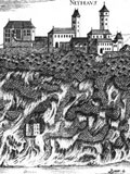 Neuhaus: Historische Ansicht der Burg aus: Vischer, Topographia (1674)
