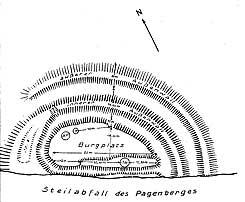 Plan der Pagenburg (aus Kiecker, Borchers 1937, S. 7)