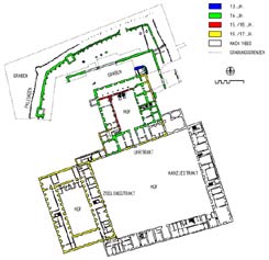 Kaiserebersdorf: Bauphasenplan. Ausfhrung: Patrick Schicht nach Grundlagen der Stadtarchologie Wien (2005)