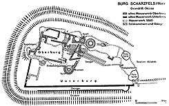Plan der Burg Scharzfels (aus Claus 1978, S. 158)