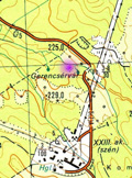 Die topographische Lage der Burg Gerencsér auf der Karte 1:25 000