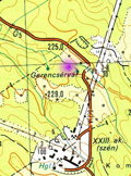 Die topographische Lage der Burg Gerencsr auf der Karte 1:25 000