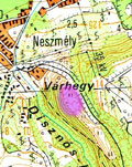 Die topographische Lage der Burg von Neszmly auf der Karte 1:25 000