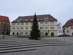 Ansicht des Schickhardt Schlosses vom Stiftshof (Sdwesten), Stiftskirche links, Schlosskche rechts, Foto: Christoph Engels (2019)