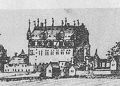 Ansicht der Burg um 1490 von Dillich nach �lterer Vorlage (aus Presche 2014, Abb. 26)