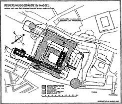 Lageplan des Renaissanceschlosses und der Chattenburg (aus Sander 1964, S. 205)