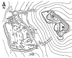 Plan der Burg Schartenberg und des Burgfleckens (aus K�ntzel 2010, S. 277)