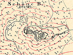 Plan der Burg im 19. Jh. laut Informationstafel
