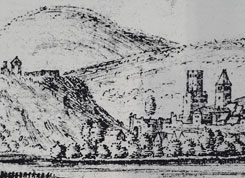 Helmarshausen und die Neustadt (links) bei Dillich 1591