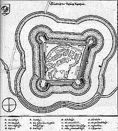 Grundriss der Festung Ziegenhain nach Merian 1646