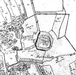Das Schloss im Katasterplan 1772 (aus Hermann 1997, S. 53)