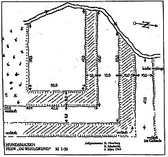 Planskizze der Burg (aus Hundshausen 1969, S. 10)