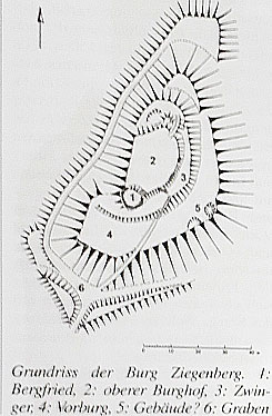 Grundriss der Burg Ziegenberg (aus K�ntzel 2011, S. 70)