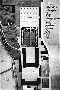 Lageplan des Schlosses Rotenburg um 1830 (aus Ortm�ller 1970, Abb. 10)